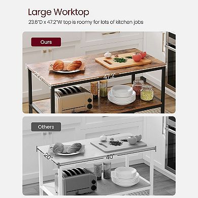 Premium Kitchen Island with 3 Shelves - Contemporary Design with Wheels for Easy Mobility