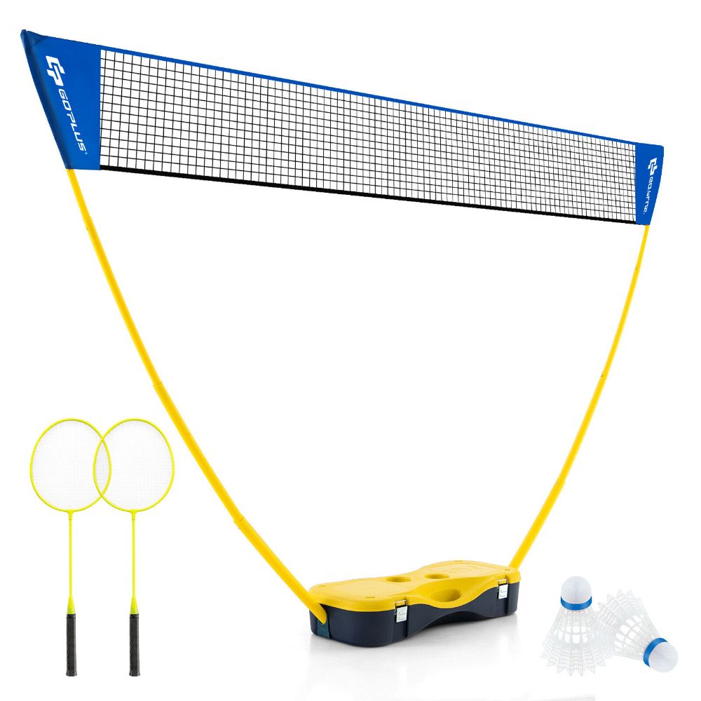 Hey! Play! Badminton Set Complete Outdoor Yard Game with 4 Racquets, Net  with Poles, 3 Shuttlecocks and Carrying Case for Kids and Adults