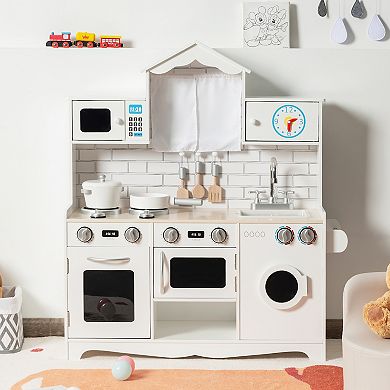 Wooden Kids Kitchen with Washing Machine