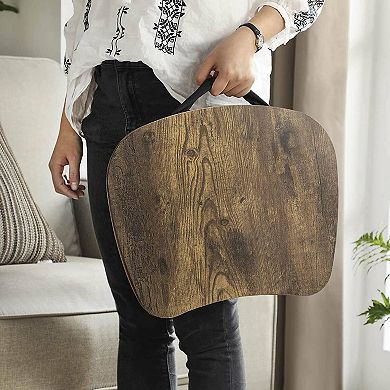 Lap Desk, Bed Tray, Laptop Table With Handle, Cushion, Rustic Brown