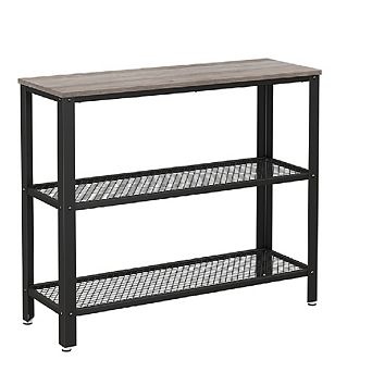 Industrial Console Table, Hallway Table with 2 Mesh Shelves, Side Table and Sideboard
