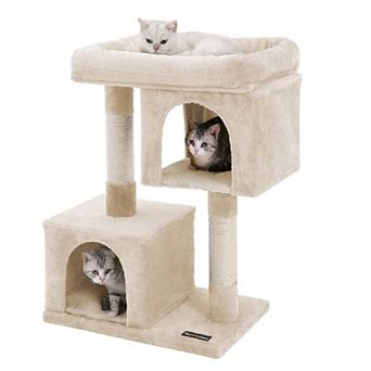 Cat Tree With Sisal-covered Scratching Posts And 2 Plush Condos