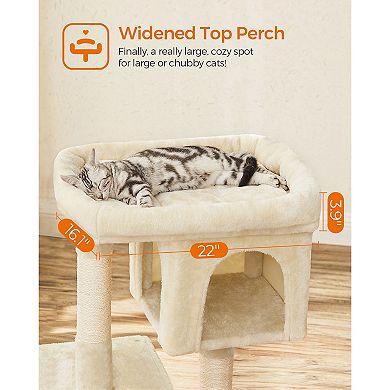 Cat Tree With Sisal-covered Scratching Posts And 2 Plush Condos
