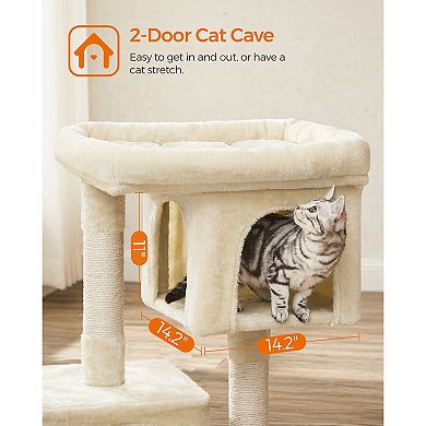 Cat Tree With Sisal-covered Scratching Posts And 2 Plush Condos