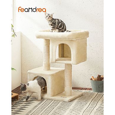 Cat Tree With Sisal-covered Scratching Posts And 2 Plush Condos