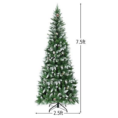 Artificial Pencil Christmas Tree With Pine Cones - 7.5 Ft.