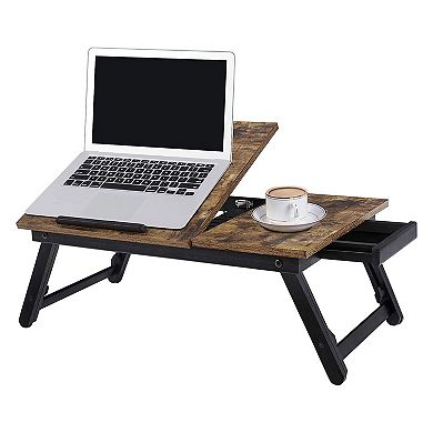 Laptop Desk for Bed or Sofa with Adjustable Tilting Top, Breakfast Serving Tray