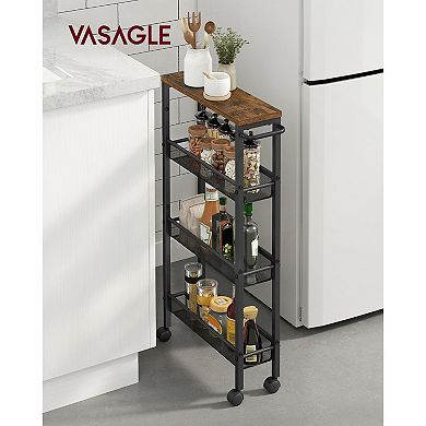 Rolling Cart, 4-tier Utility Cart, Storage Cart With Handle, Metal Frame