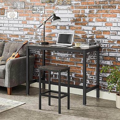 Set Of 2 Bar Stool With Foot Rest And Metal Frame