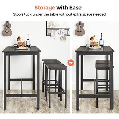 Set Of 2 Bar Stool With Foot Rest And Metal Frame