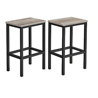 Set Of 2 Bar Stool With Foot Rest And Metal Frame