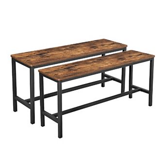 Table Benches, Pair of 2, Industrial Style Indoor BenchesDurable Metal Frame