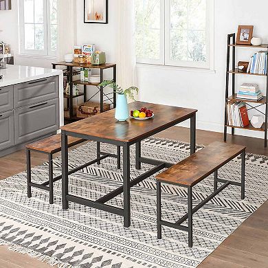 Table Benches, Pair of 2, Industrial Style Indoor BenchesDurable Metal Frame