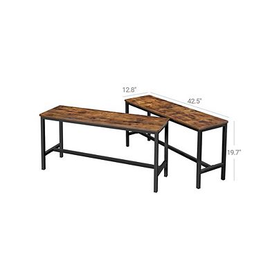 Table Benches, Pair of 2, Industrial Style Indoor BenchesDurable Metal Frame