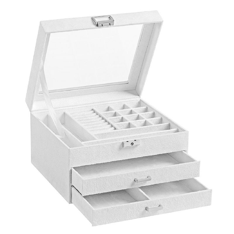 Mdesign Plastic Jewelry Box, 4 Removable Storage Organizer Trays