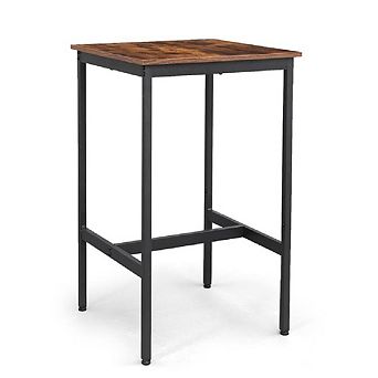 Pub Dining Height Table-Rustic Brown, Black