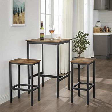 Pub Dining Height Table-Rustic Brown, Black