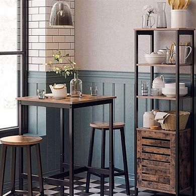 Pub Dining Height Table-Rustic Brown, Black