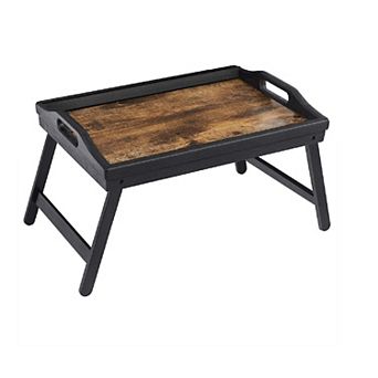 Bed Tray Table with Wicker Folding Legs, Sofa Breakfast Tray, Serving Tray