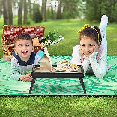 Bed Tray Table with Wicker Folding Legs, Sofa Breakfast Tray, Serving Tray