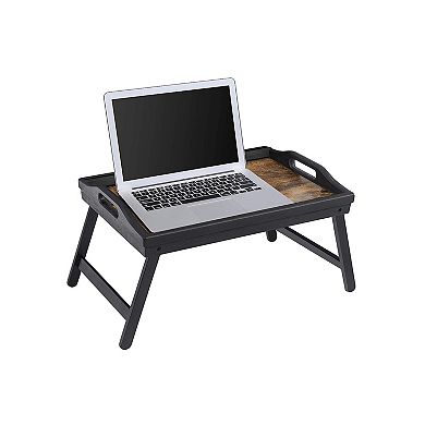 Bed Tray Table with Wicker Folding Legs, Sofa Breakfast Tray, Serving Tray