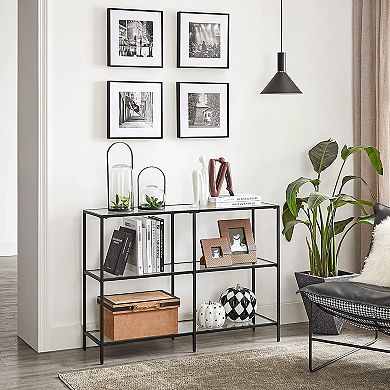 Console Sofa Table With 3 Shelves, Steel Frame