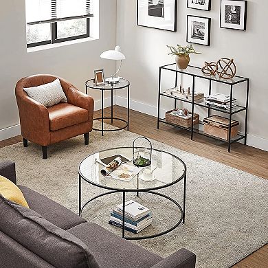 Console Sofa Table With 3 Shelves, Steel Frame