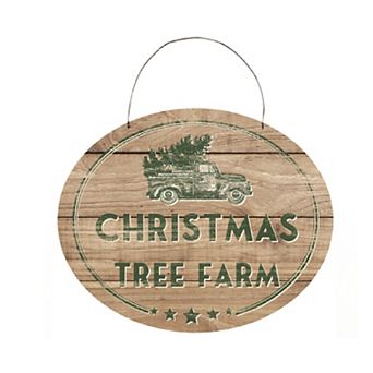 Christmas Tree Farm Sign with Rustic Wood Design 10"L