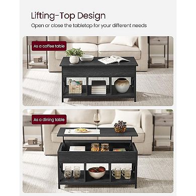 Industrial Lift Top Coffee Table With Hidden Compartments For Living Room