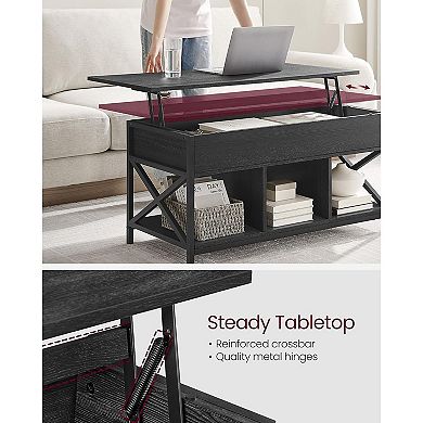 Industrial Lift Top Coffee Table With Hidden Compartments For Living Room