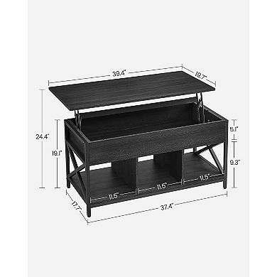 Industrial Lift Top Coffee Table With Hidden Compartments For Living Room