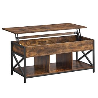 Industrial Lift Top Coffee Table With Hidden Compartments For Living Room