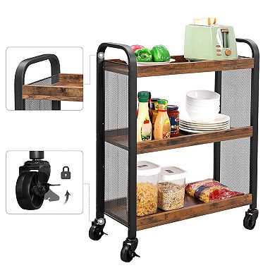 Slim Kitchen Cart For Narrow Spaces, Rolling Storage Cart