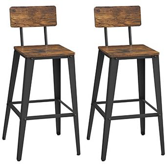 Bar Stools, Bar Height Stools, Tall Bar Stools With Back, Bar Chairs, Steel Frame Set Of 2