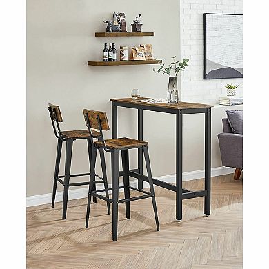 Bar Stools, Bar Height Stools, Tall Bar Stools With Back, Bar Chairs, Steel Frame Set Of 2