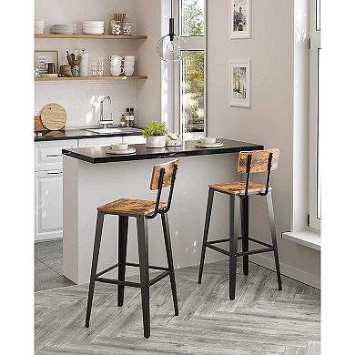 Bar Stools, Bar Height Stools, Tall Bar Stools With Back, Bar Chairs, Steel Frame Set Of 2
