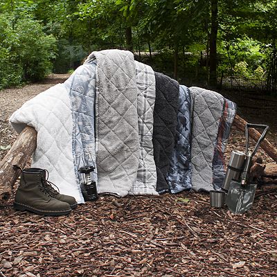 Coleman Reversible Sherpa Indoor Outdoor Throw Blanket
