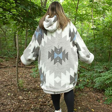 Coleman Geometric Print Wearable Throw Blanket Hoodie