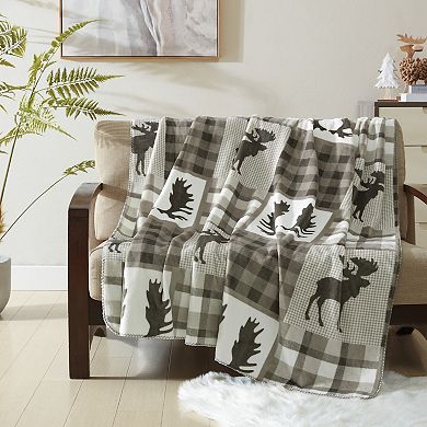 Coleman Nature Print Reversible Faux Fur Throw Blanket