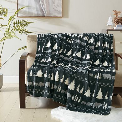 Coleman Nature Print Reversible Faux Fur Throw Blanket