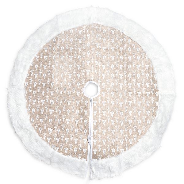 Lexi Home 36" Rustic Burlap Christmas Tree Skirt With Plush Faux Fur Trim