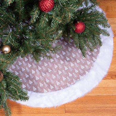 Lexi Home 36" Rustic Burlap Christmas Tree Skirt With Plush Faux Fur Trim