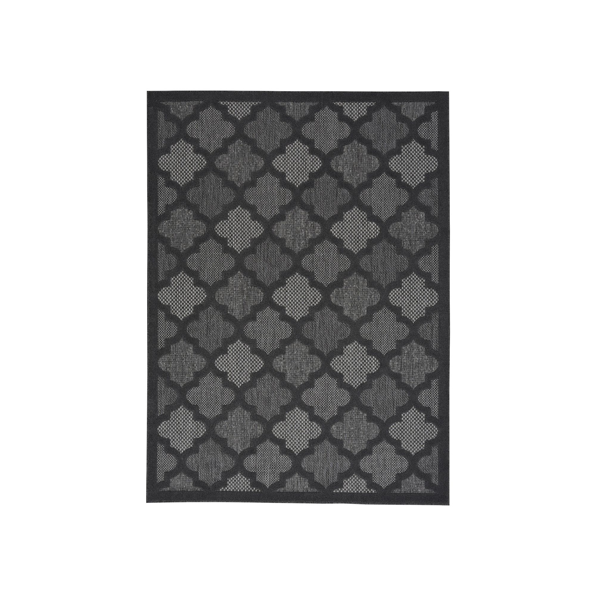 Nourison Modern Trellis Indoor/Outdoor Area Rug, Grey Black