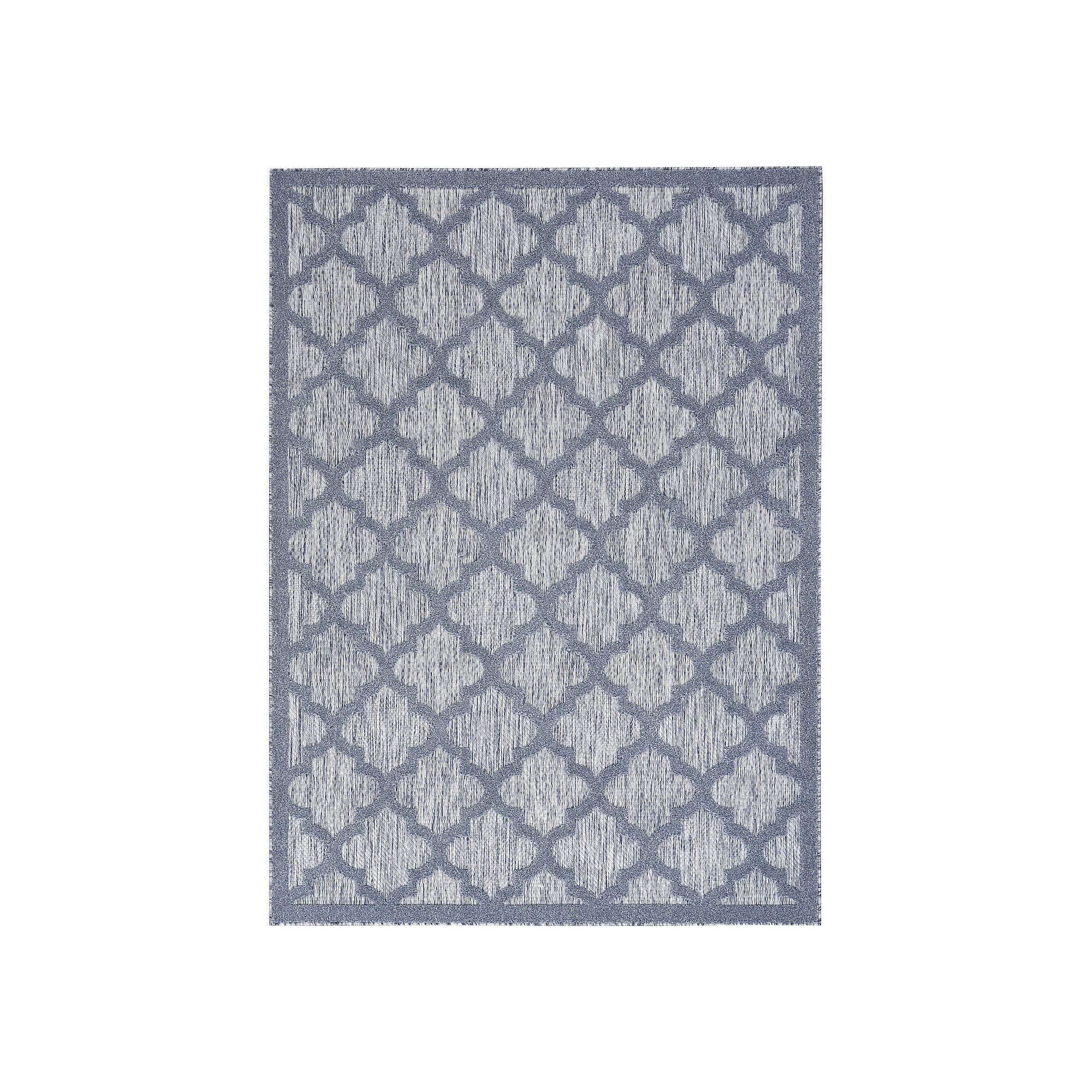 Nourison Modern Trellis Indoor/Outdoor Area Rug, Blue Blue