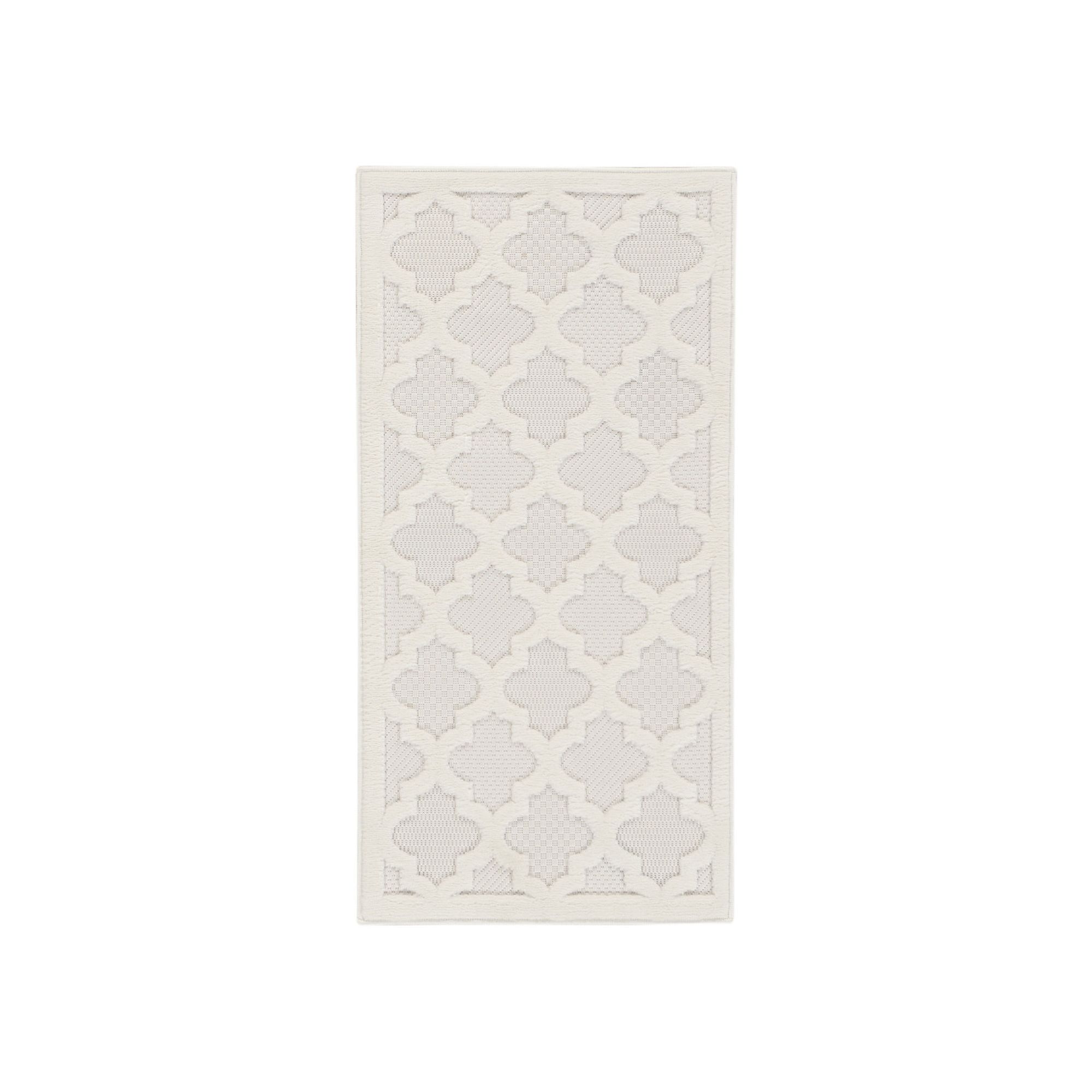 Nourison Modern Trellis Indoor/Outdoor Area Rug, Ivory White