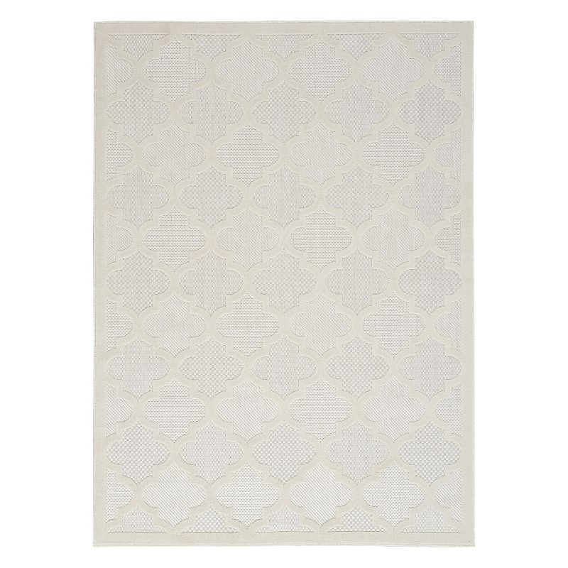 Nourison Easy Care 8  x 10  Ivory/White Indoor/Outdoor Rug