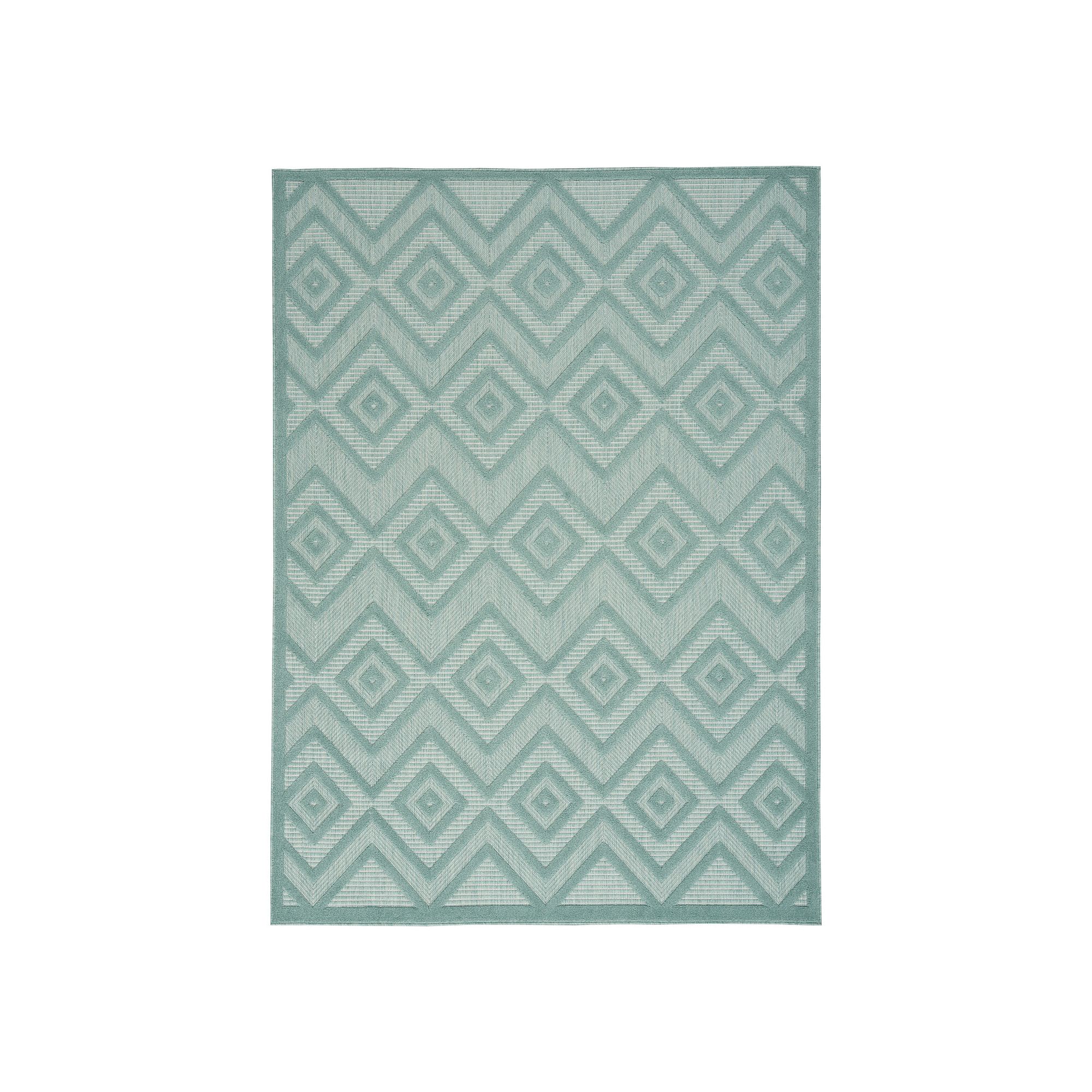 Nourison Versatile Modern Diamond Indoor/Outdoor Area Rug, Blue Teal