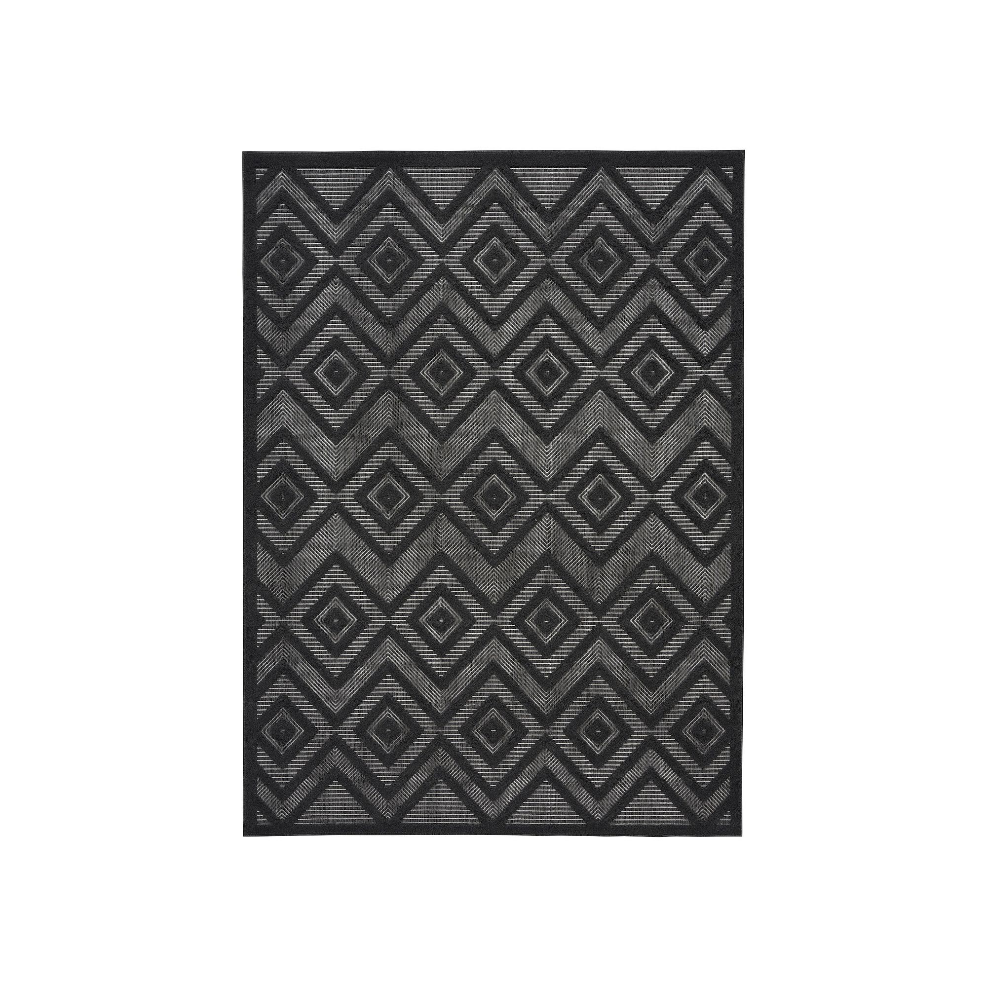 Nourison Versatile Modern Diamond Indoor/Outdoor Area Rug, Grey Black