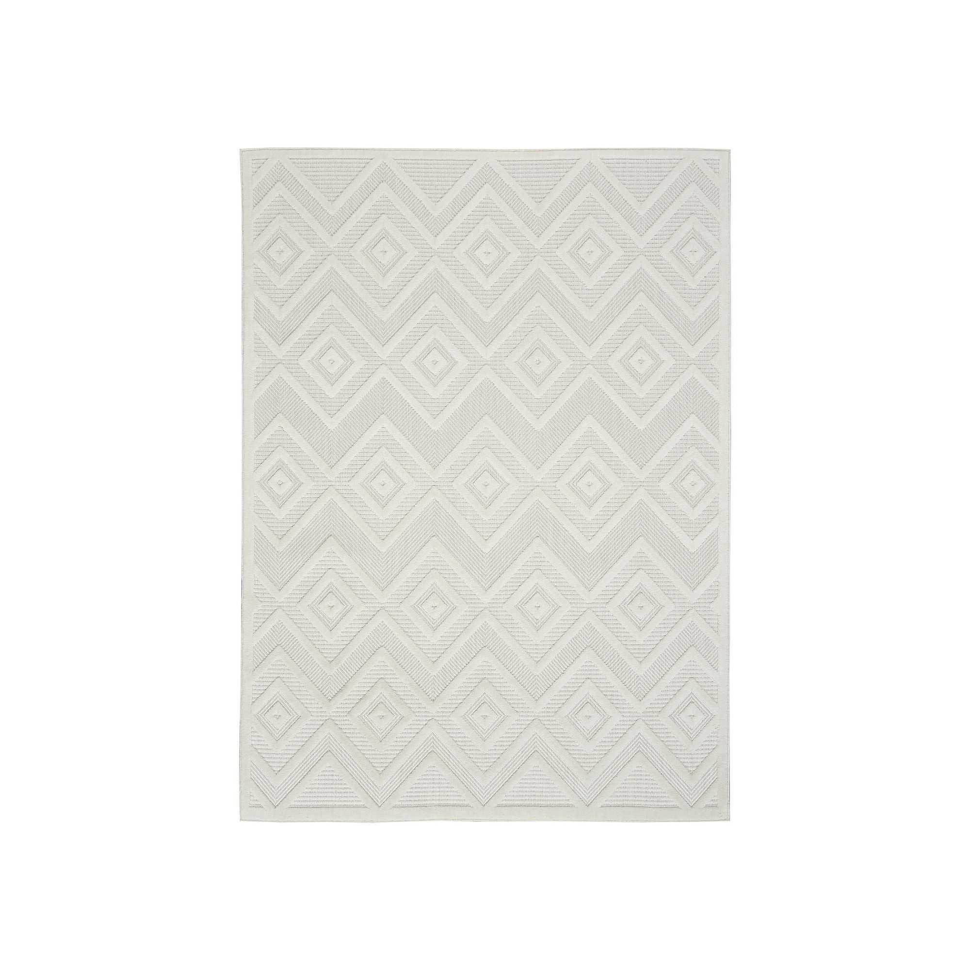 Nourison Versatile Modern Diamond Indoor/Outdoor Area Rug, Ivory White