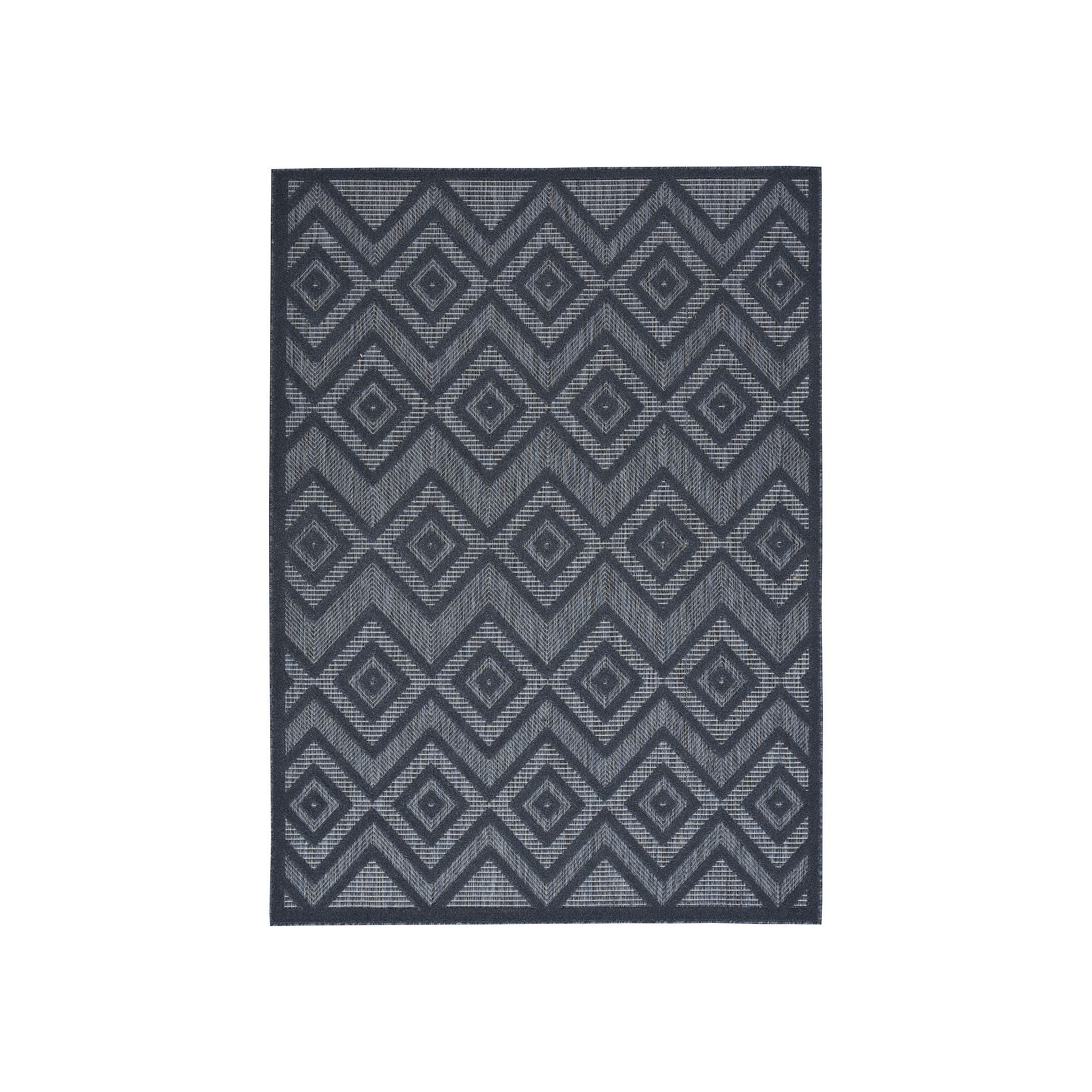 Nourison Versatile Modern Diamond Indoor/Outdoor Area Rug, Navy Blue